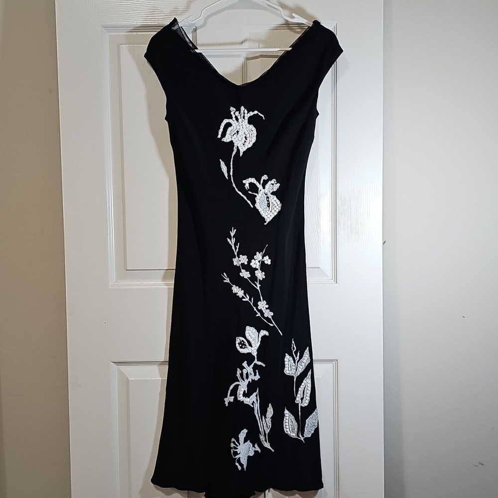 Maria Grazia Severi Lined Summer Maxi Dress Sequin Floral Sleeveless Size EU 44
